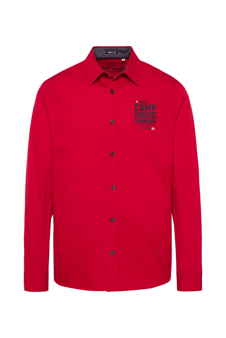 Strukturiertes Langarmhemd mit Rubber Prints rising red