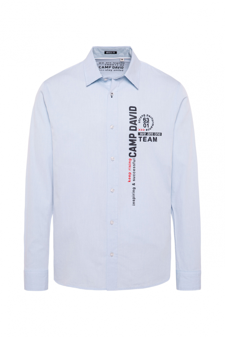 Strukturiertes Langarmhemd mit Rubber Prints summer blue