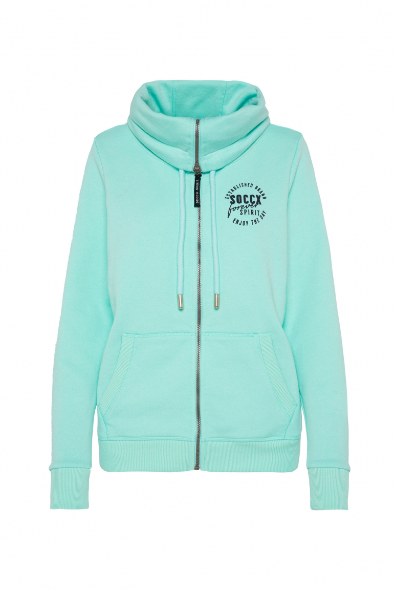 Sweatjacke mit hohem Kragen und Rücken-Artwork new aqua