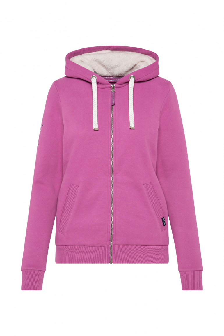 Sweatjacke mit Kapuze und Rücken-Print iced berry