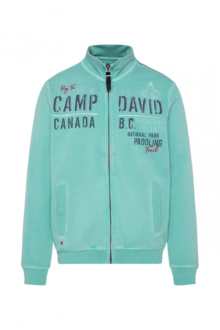 Sweatjacke mit Logo-Applikationen cool jade