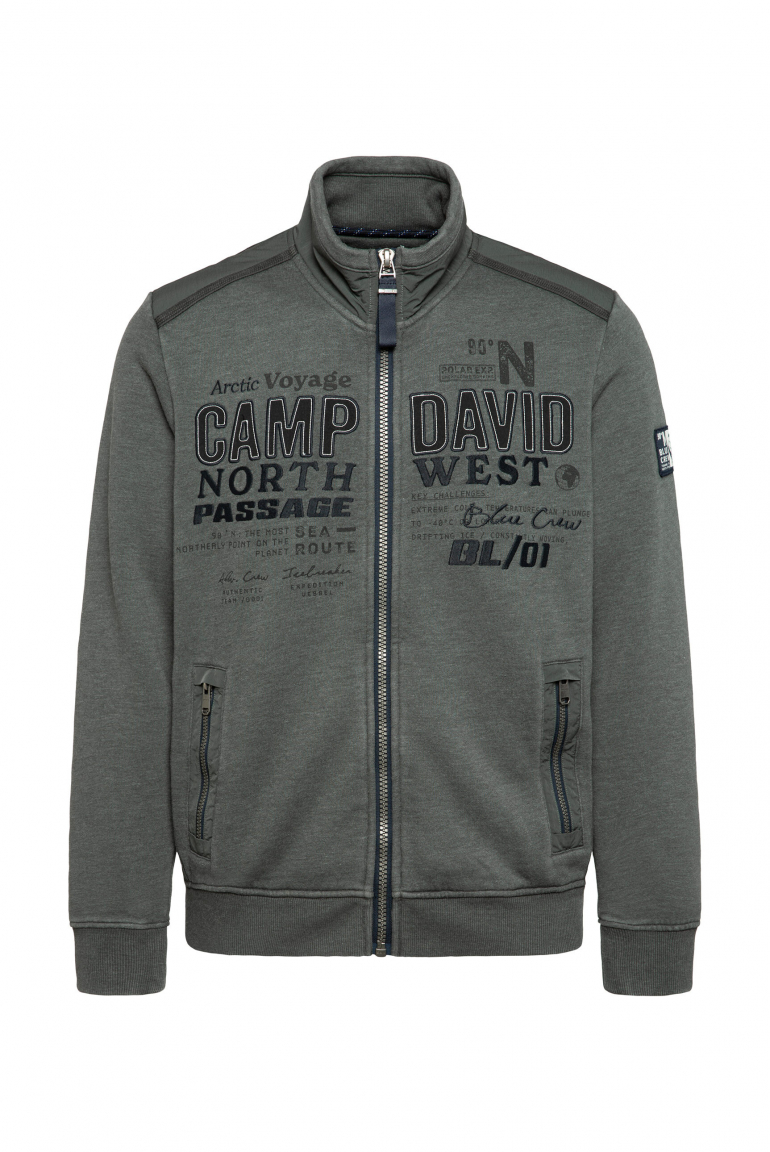Sweatjacke mit Ripstop-Details und Label-Applikationen dark forest