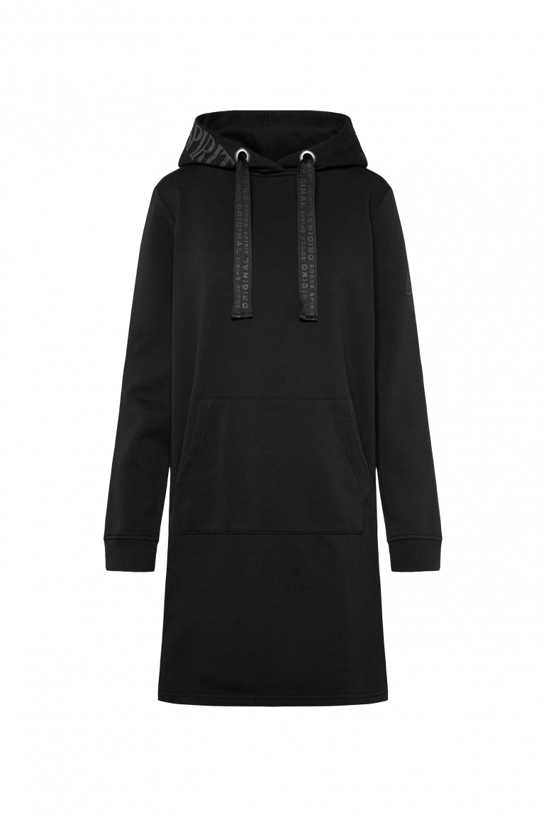 Sweatkleid mit Kapuze und Glossy Prints black