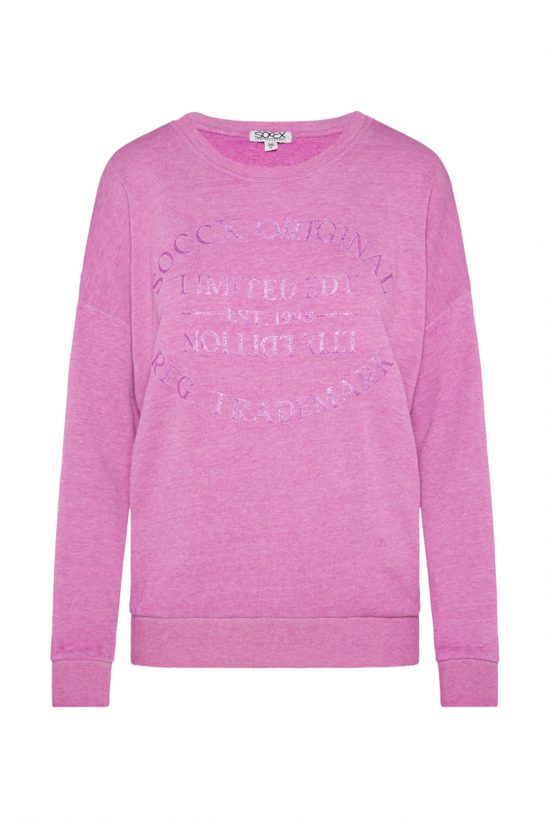Sweatshirt mit Ausbrenner-Effekten und Print iced berry