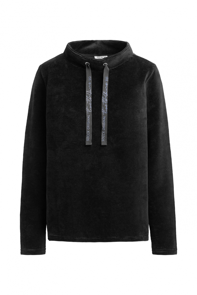 Sweatshirt mit gerippter Samt-Struktur black