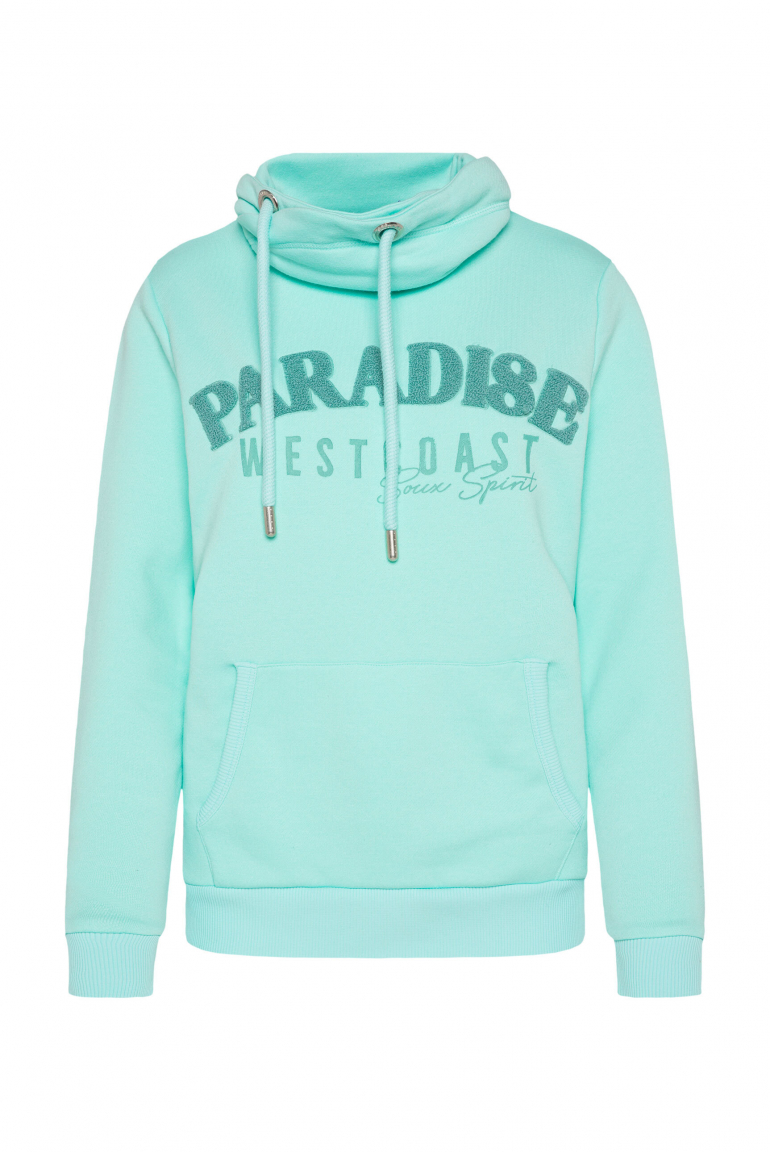 Sweatshirt mit hohem Kragen und Frottee-Artwork new aqua