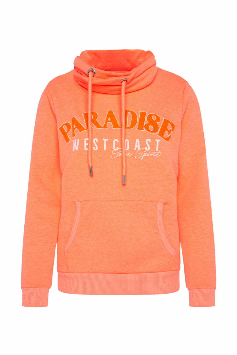 Sweatshirt mit hohem Kragen und Frottee-Artwork neon orange