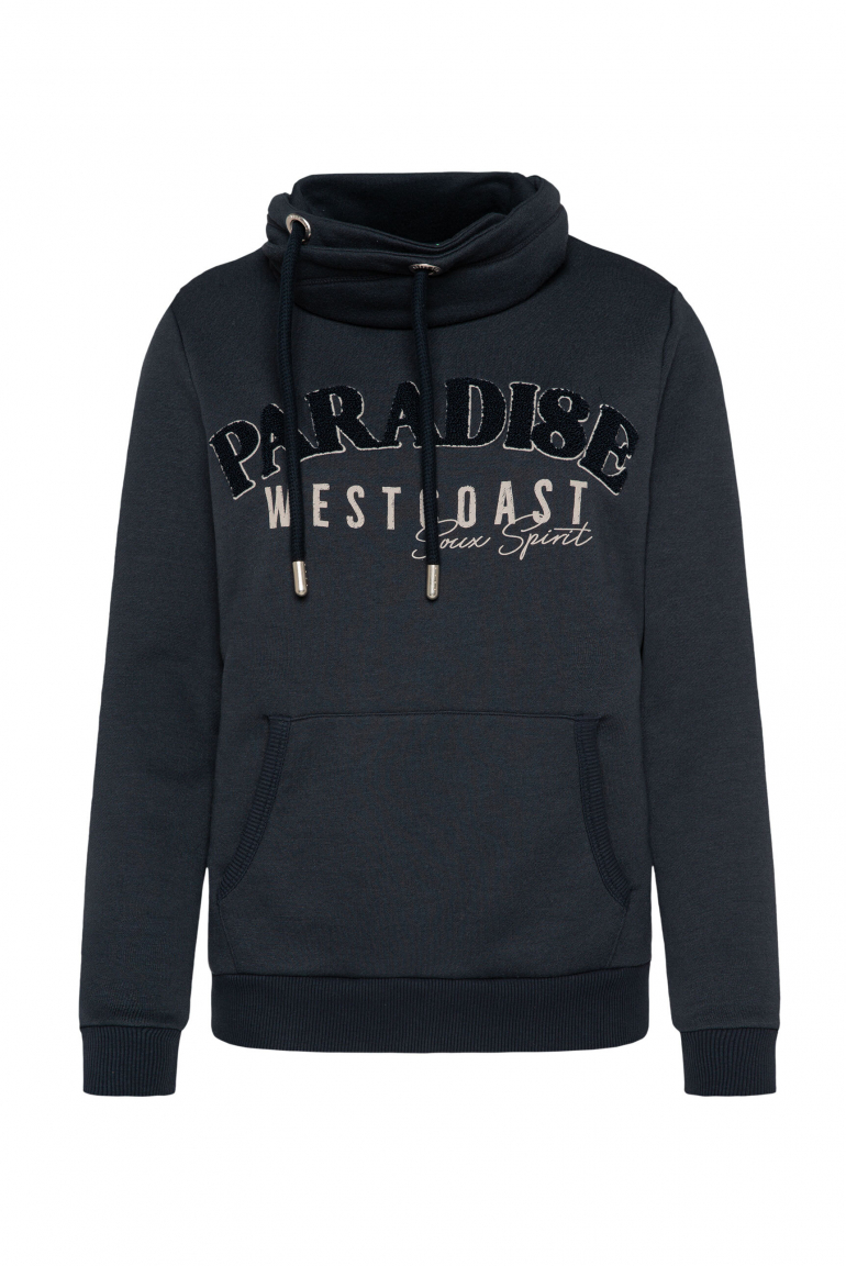 Sweatshirt mit hohem Kragen und Frottee-Artwork eclipse navy