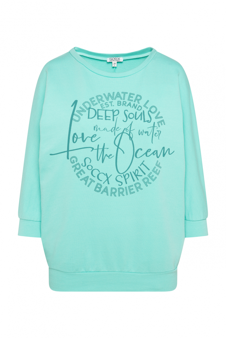 Sweatshirt mit kurzen Fledermausärmeln und Artwork flash aqua