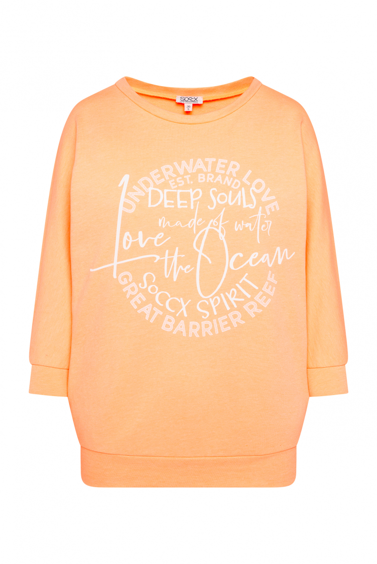 Sweatshirt mit kurzen Fledermausärmeln und Artwork sunrise neon
