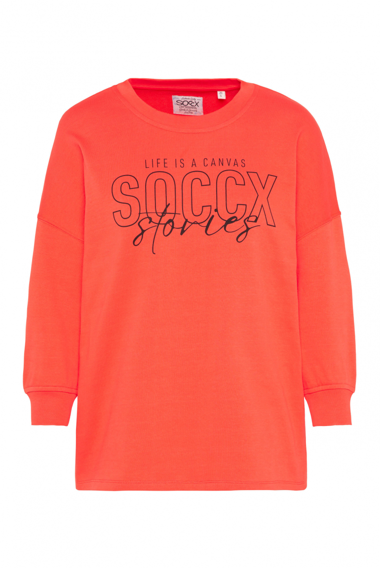 Sweatshirt mit Logo Print und 3/4-Arm juicy coral