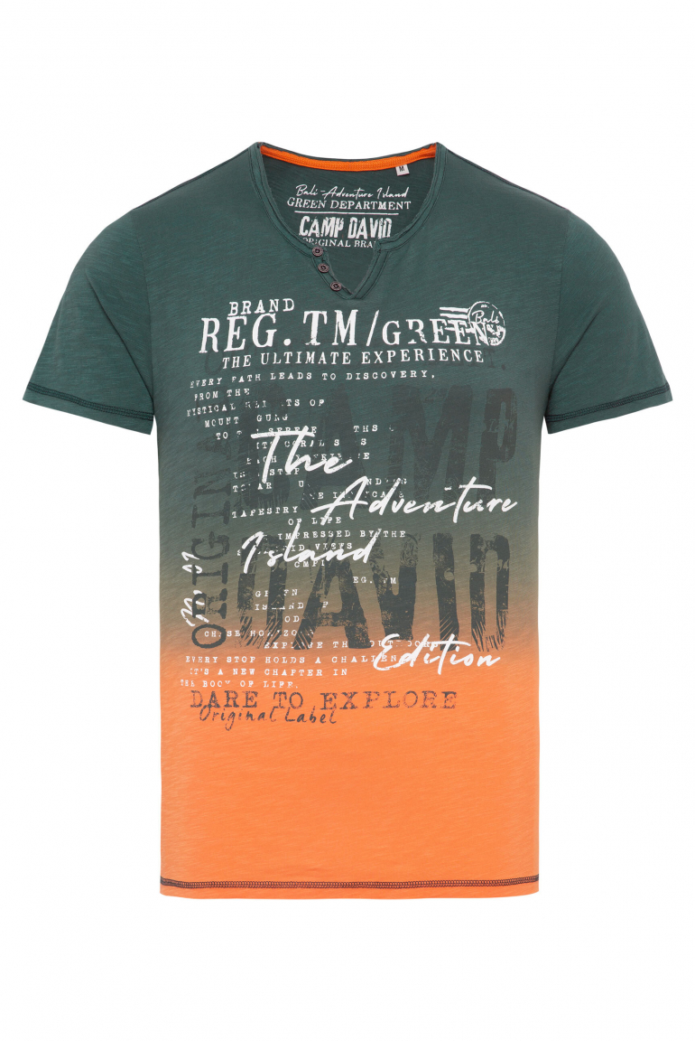 T-Shirt Dip Dye im Vintage Look evergreen/ sunstone