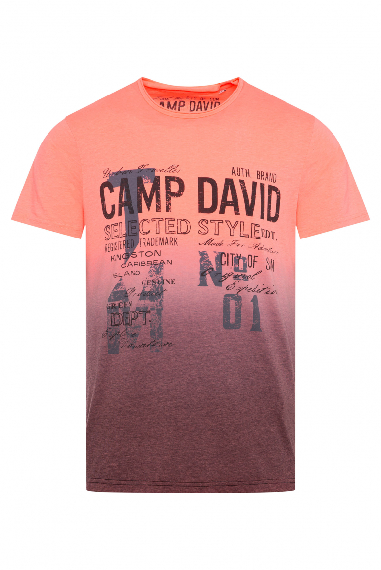 T-Shirt Dip Dye mit Used Print neon flame