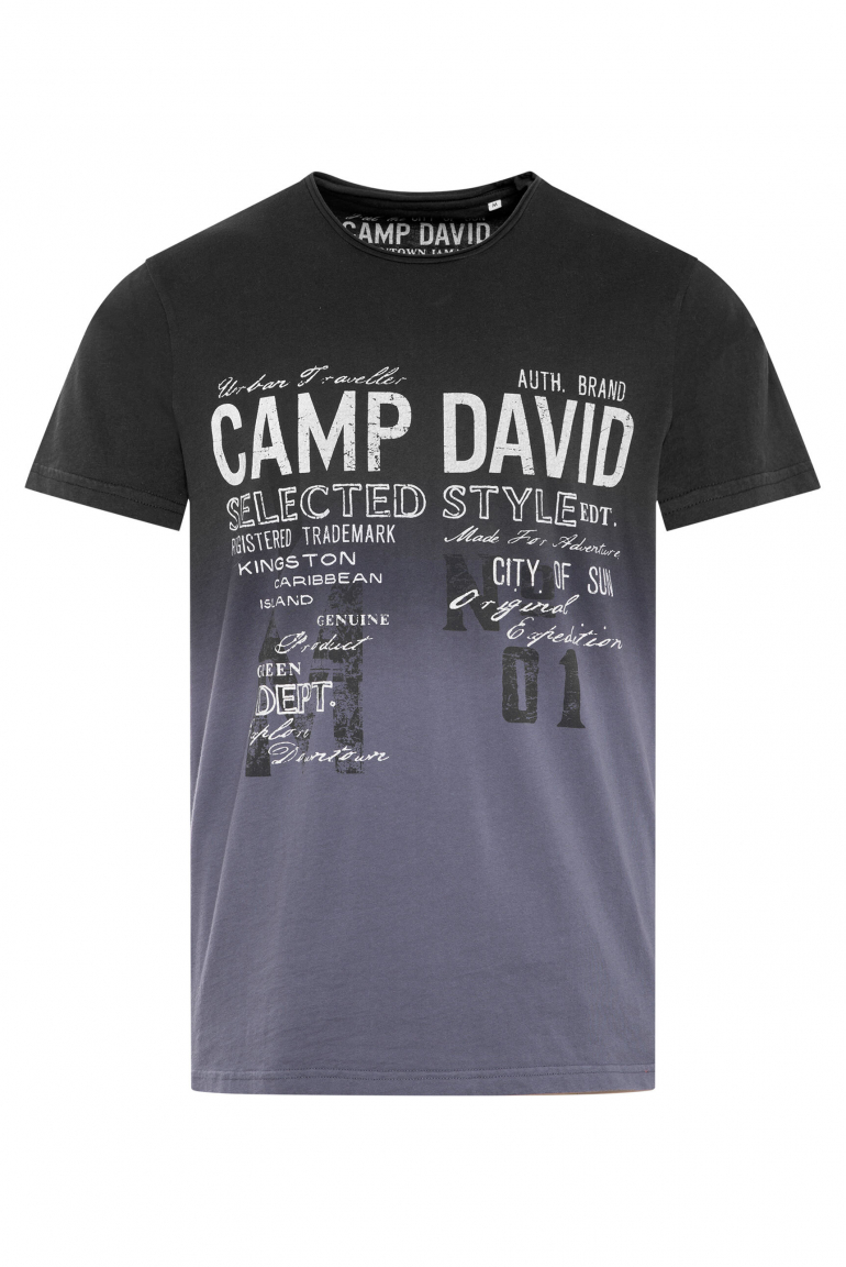T-Shirt Dip Dye mit Used Print black