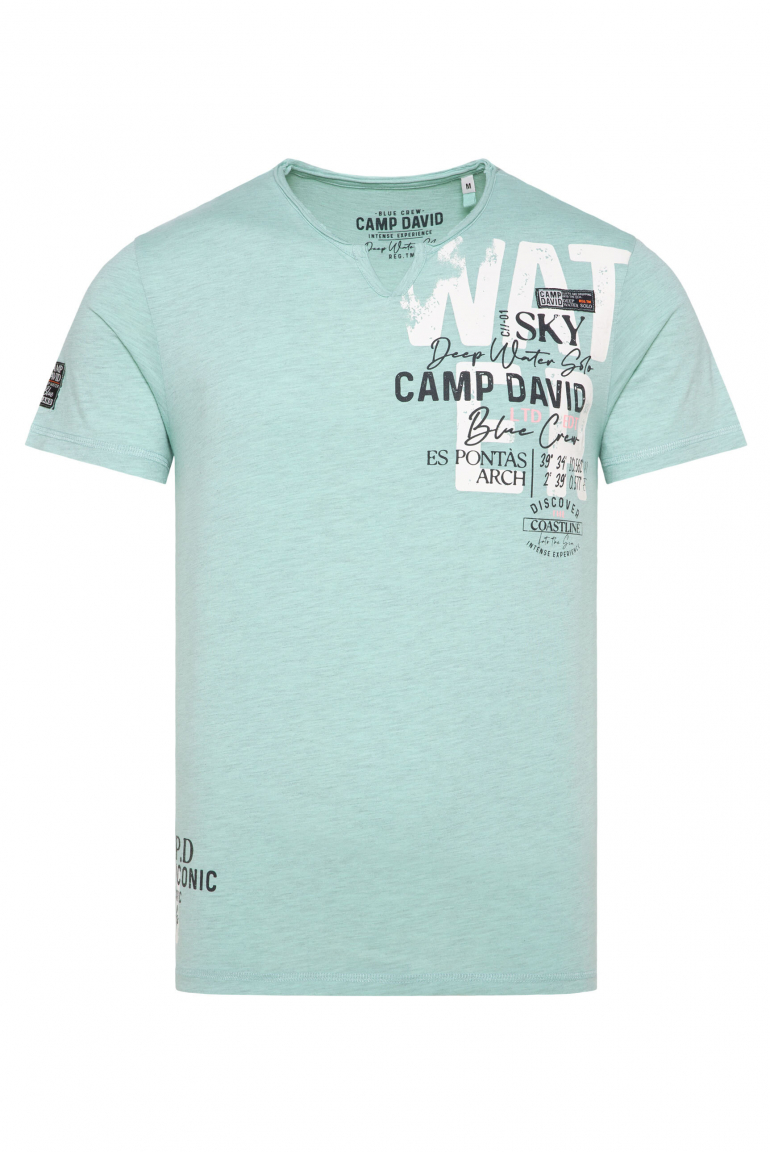 T-Shirt im Used Look mit Prints sea mint