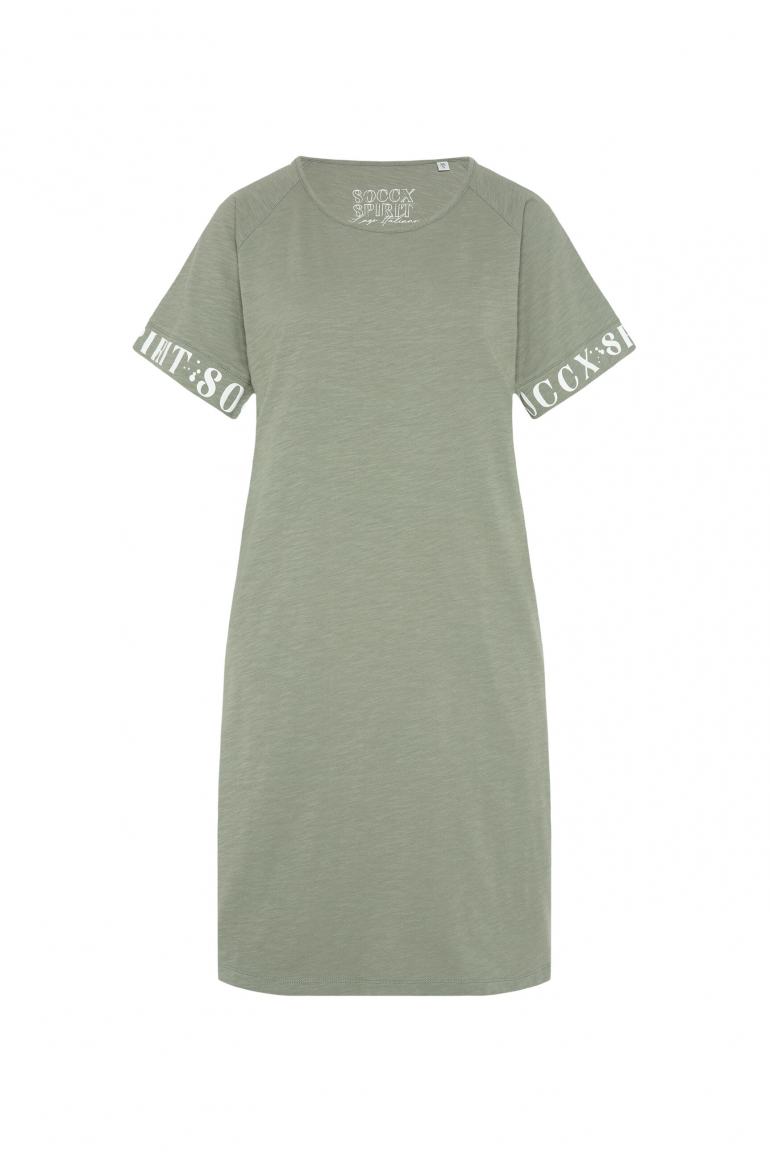 T-Shirt-Kleid mit Logo-Saum am Ärmel faded olive