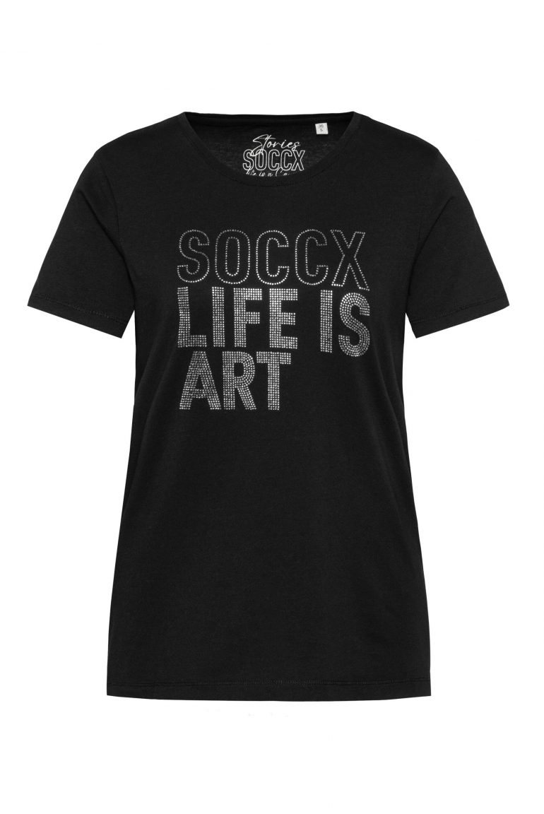 T-Shirt mit Artwork aus Schmucksteinen black