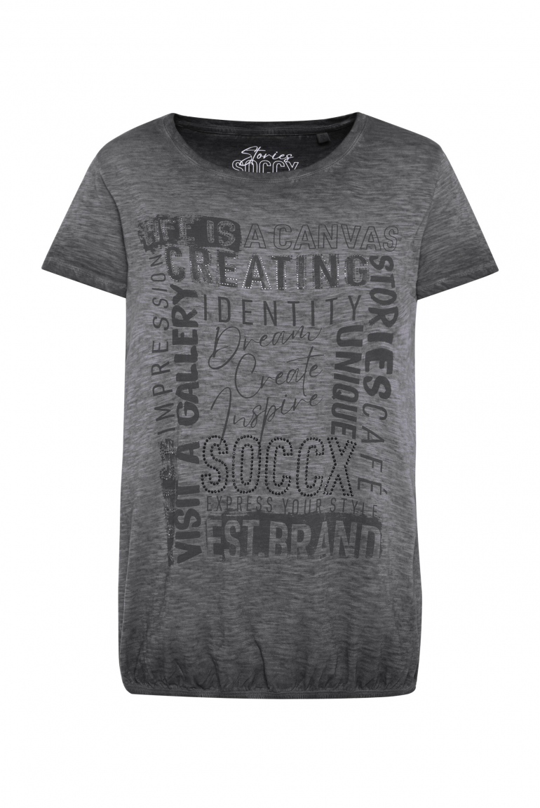 T-Shirt mit Artwork und Elastiksaum black
