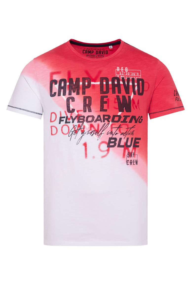 T-Shirt mit diagonalem Dip-Dye-Effekt nautical red