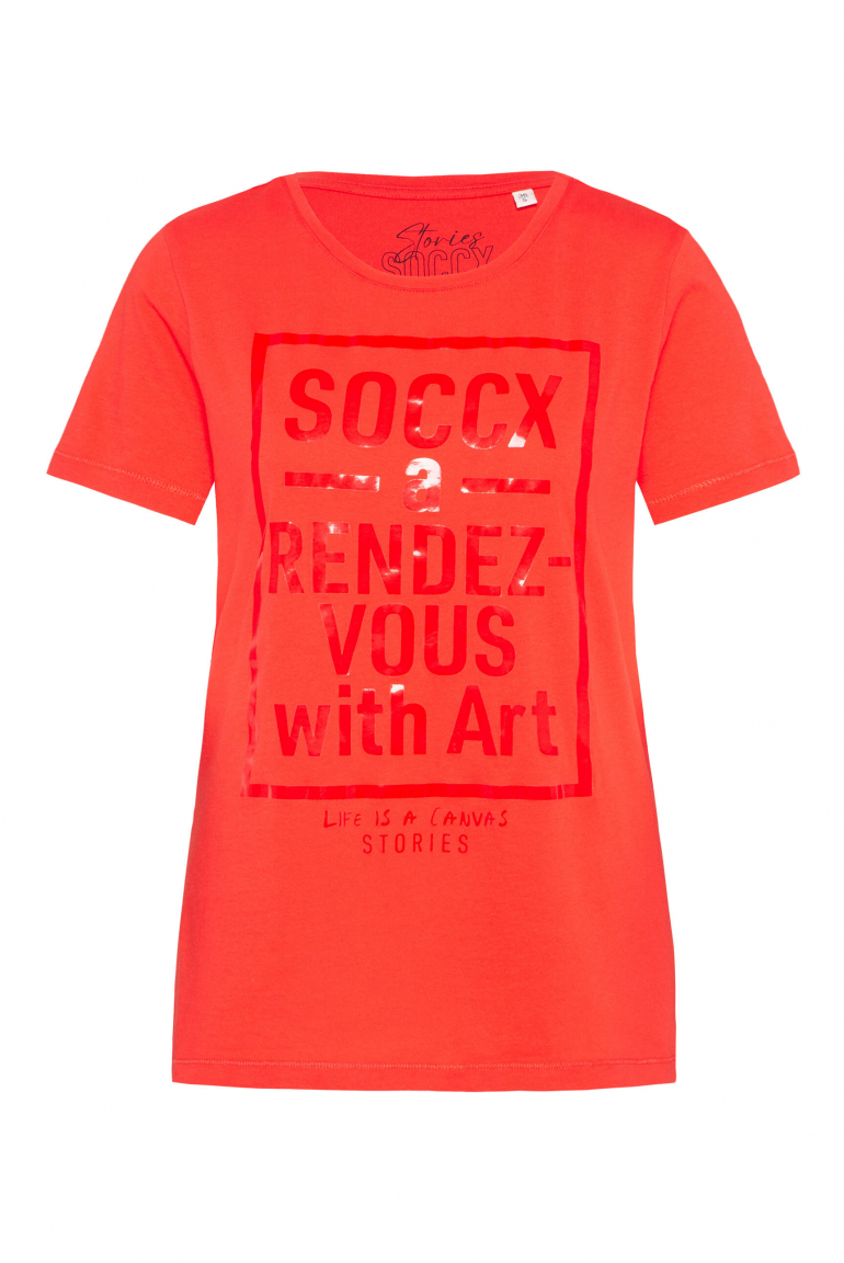 T-Shirt mit Glossy Print juicy coral