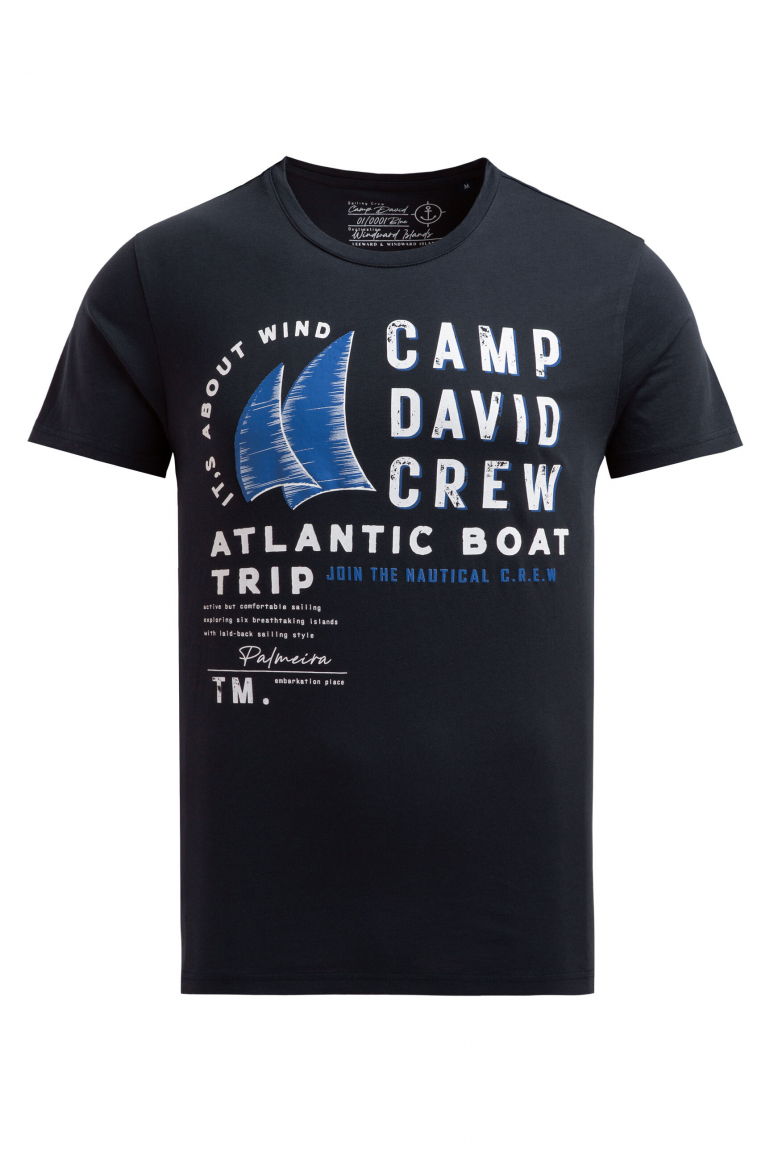 T-Shirt mit Label Print blue navy
