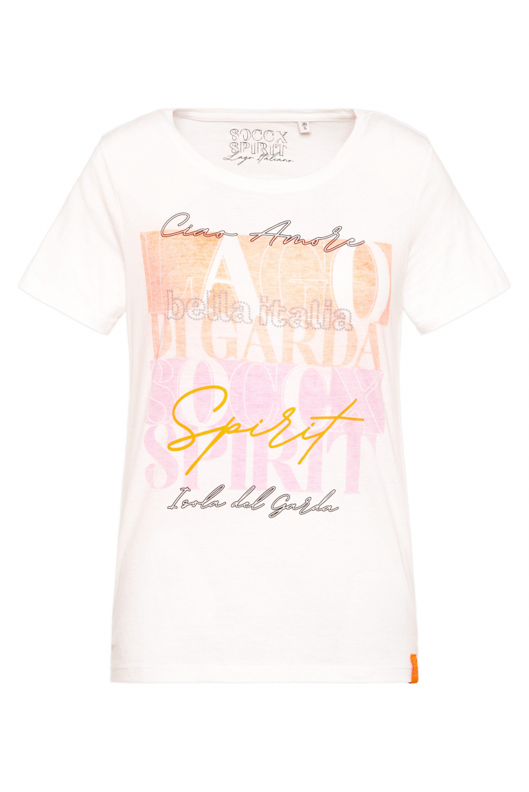 T-Shirt mit Logo Artwork ivory