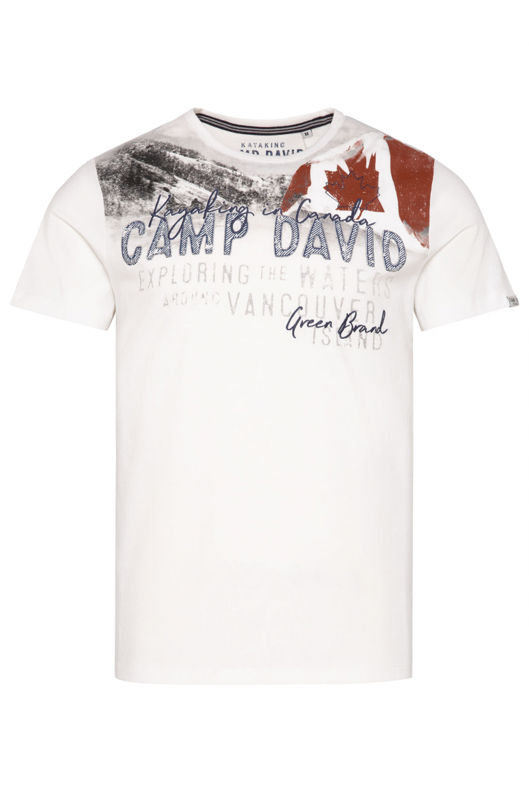 T-Shirt mit Photoprint und Stickereien ivory
