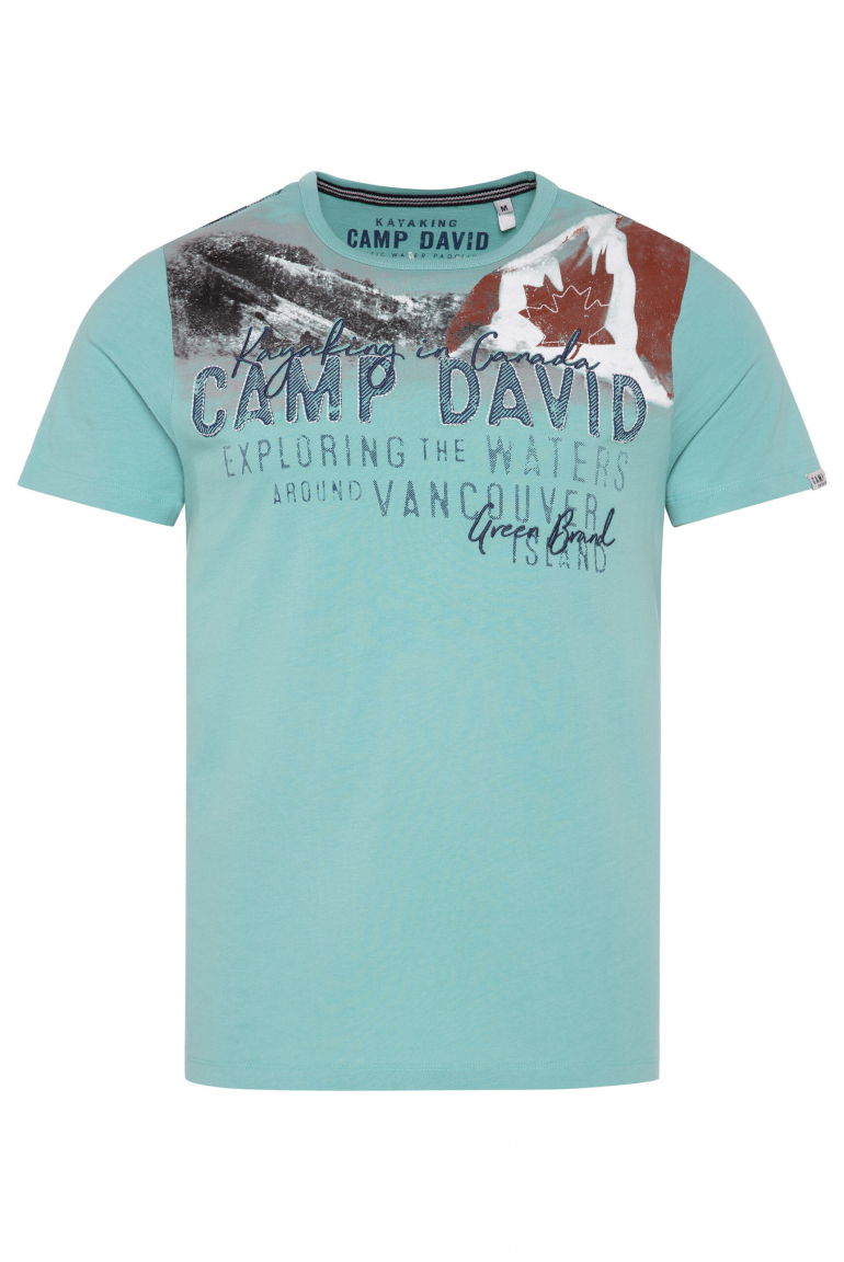 T-Shirt mit Photoprint und Stickereien cool jade