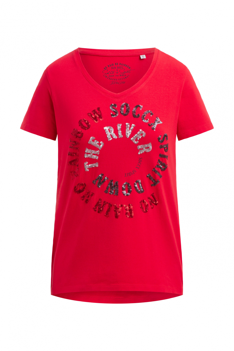 T-Shirt mit Print und Pailletten-Details