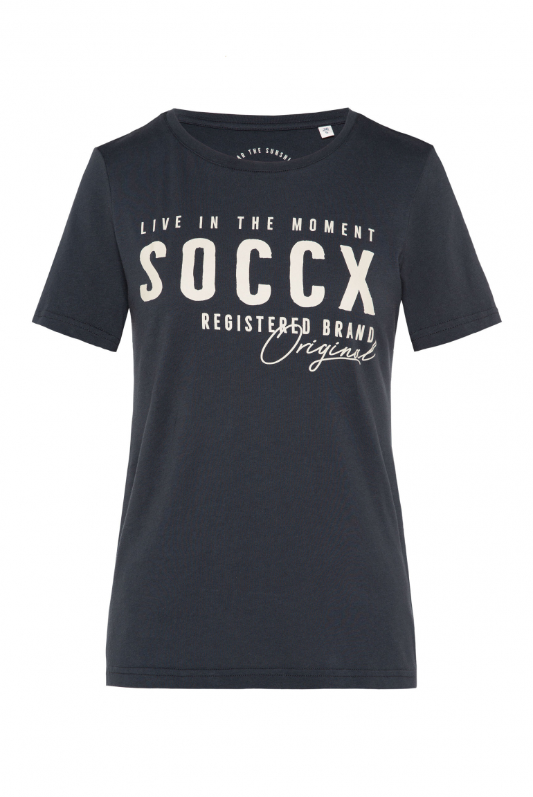 T-Shirt mit Rundhalsausschnitt und Logo Print eclipse navy