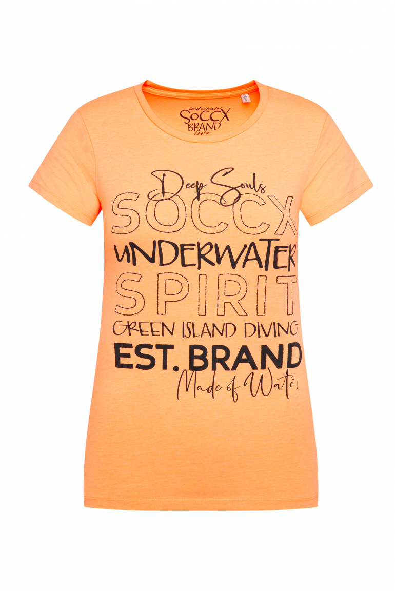 T-Shirt mit Rundhalsausschnitt und Logo Print sunrise neon