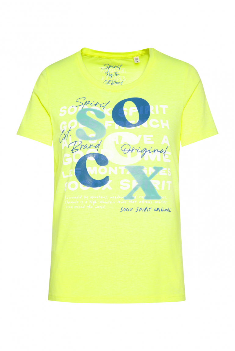 T-Shirt mit Rundhalsausschnitt und Print yellow lime