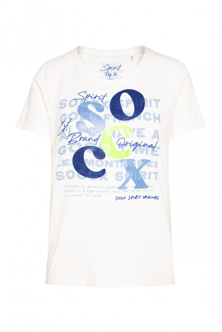 T-Shirt mit Rundhalsausschnitt und Print ivory