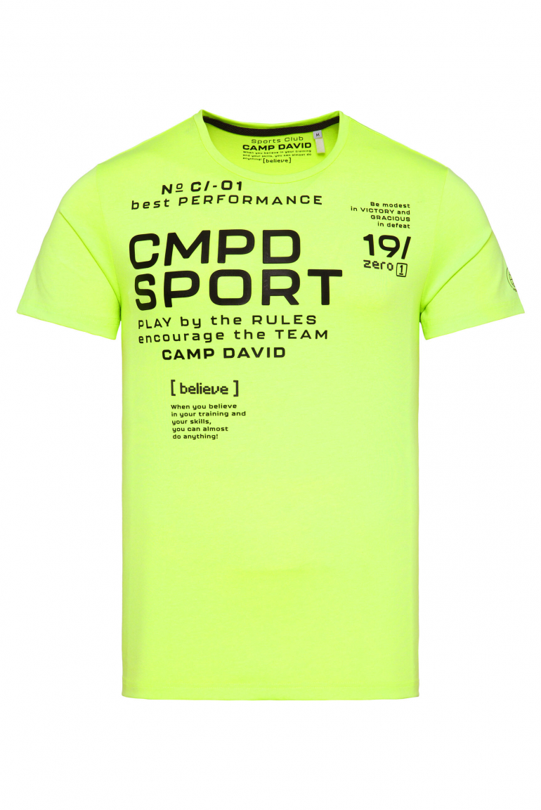 T-Shirt mit Wording Print neon yellow