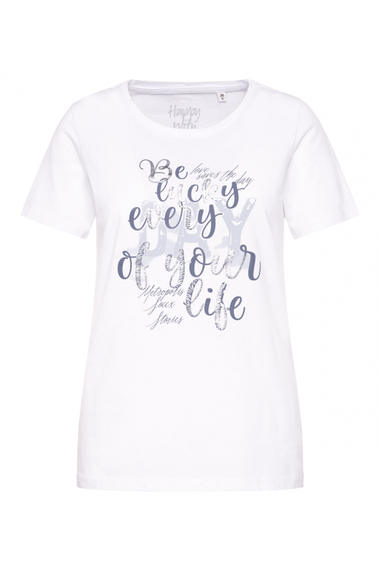 T-Shirt mit Wording Print opticwhite
