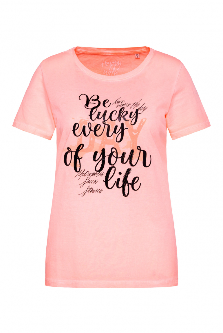 T-Shirt mit Wording Print neon flame