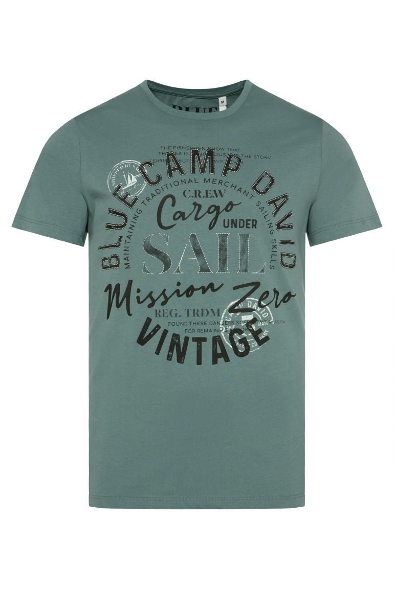 T-Shirt Rundhals mit Label Print dark sage