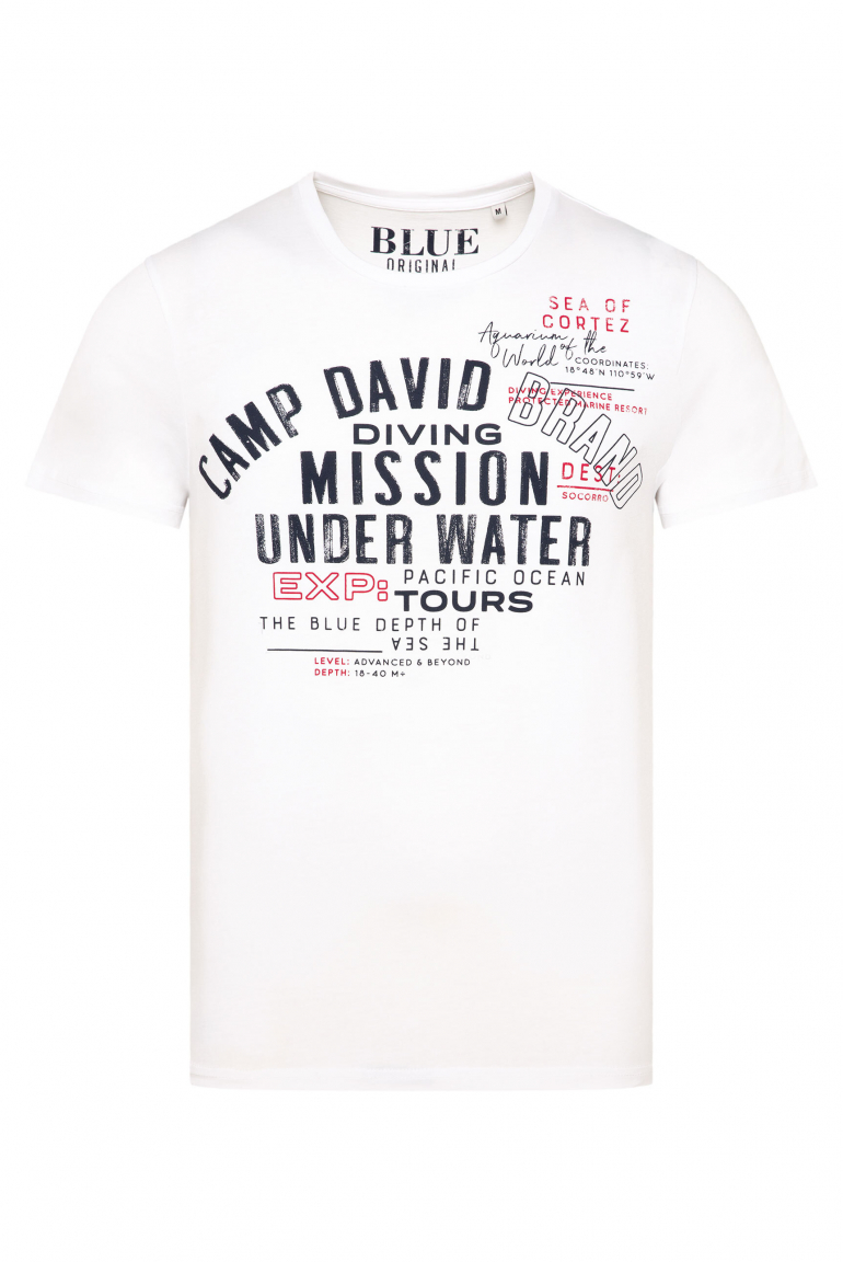 T-Shirt Rundhals mit Label Print opticwhite