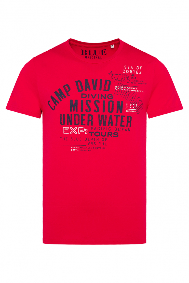 T-Shirt Rundhals mit Label Print speed red