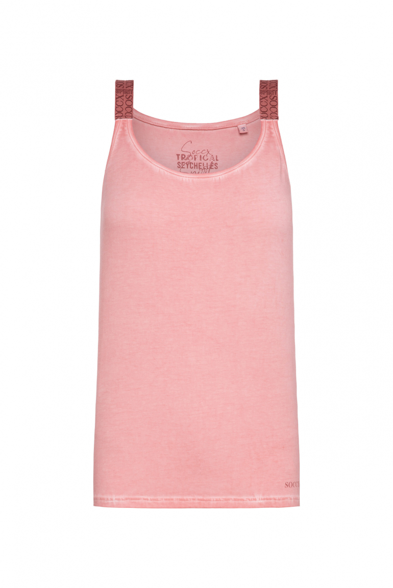 Top Inside Oil Dyed mit Logo-Trägern beachy red