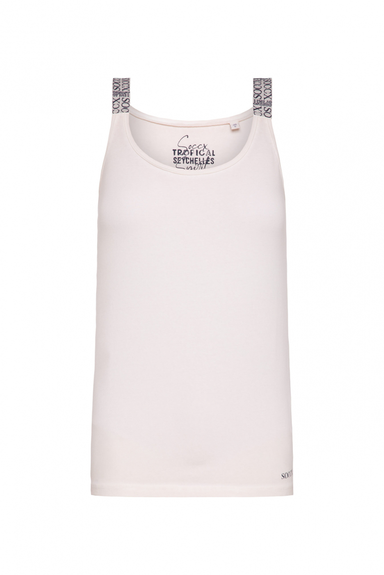 Top Inside Oil Dyed mit Logo-Trägern milky beige