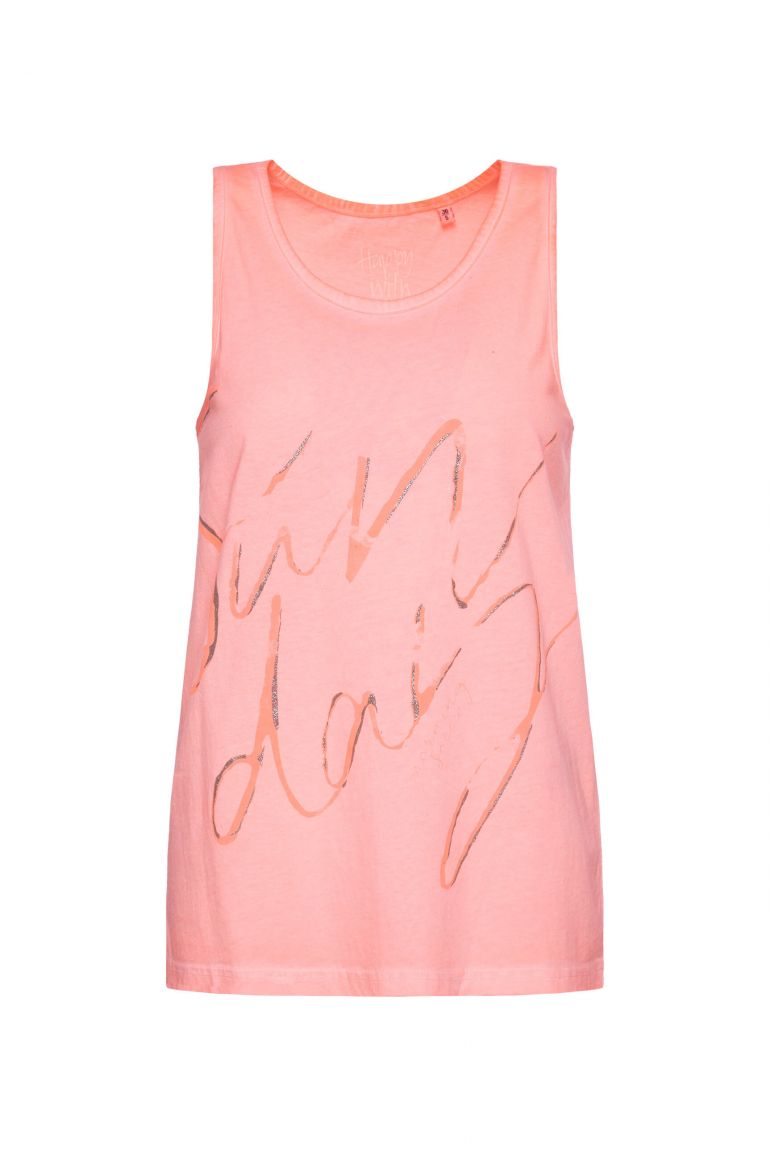 Top Inside Oil Dyed mit Print neon flame