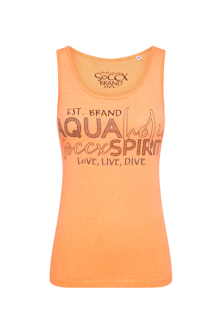Top mit Glitter Wording Print sunrise neon