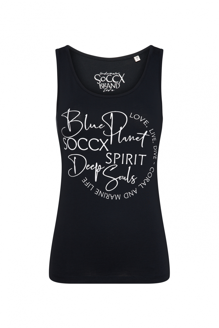 Top mit Label Print blue navy