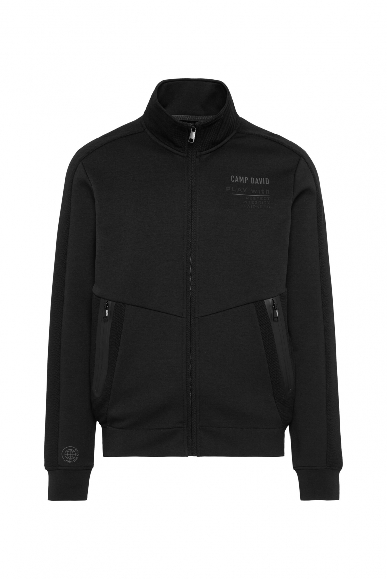 Trainingsjacke im Materialmix mit Rücken-Artwork black