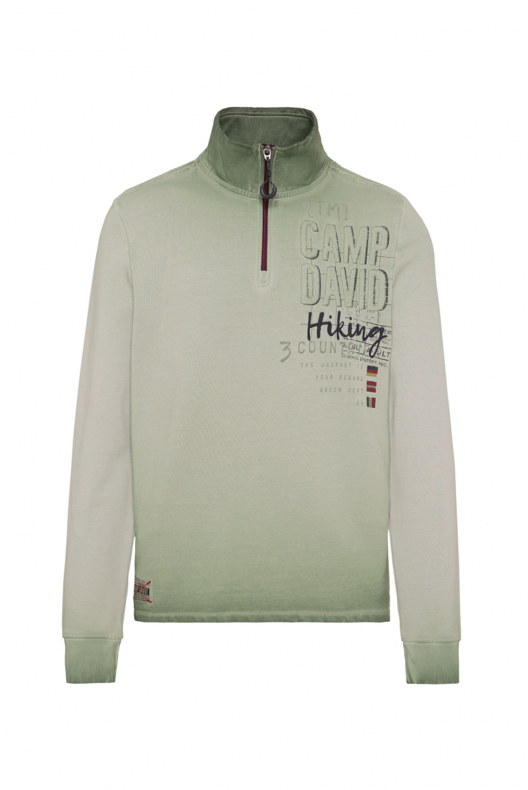 Troyer-Sweatshirt mit Label-Applikationen sage green