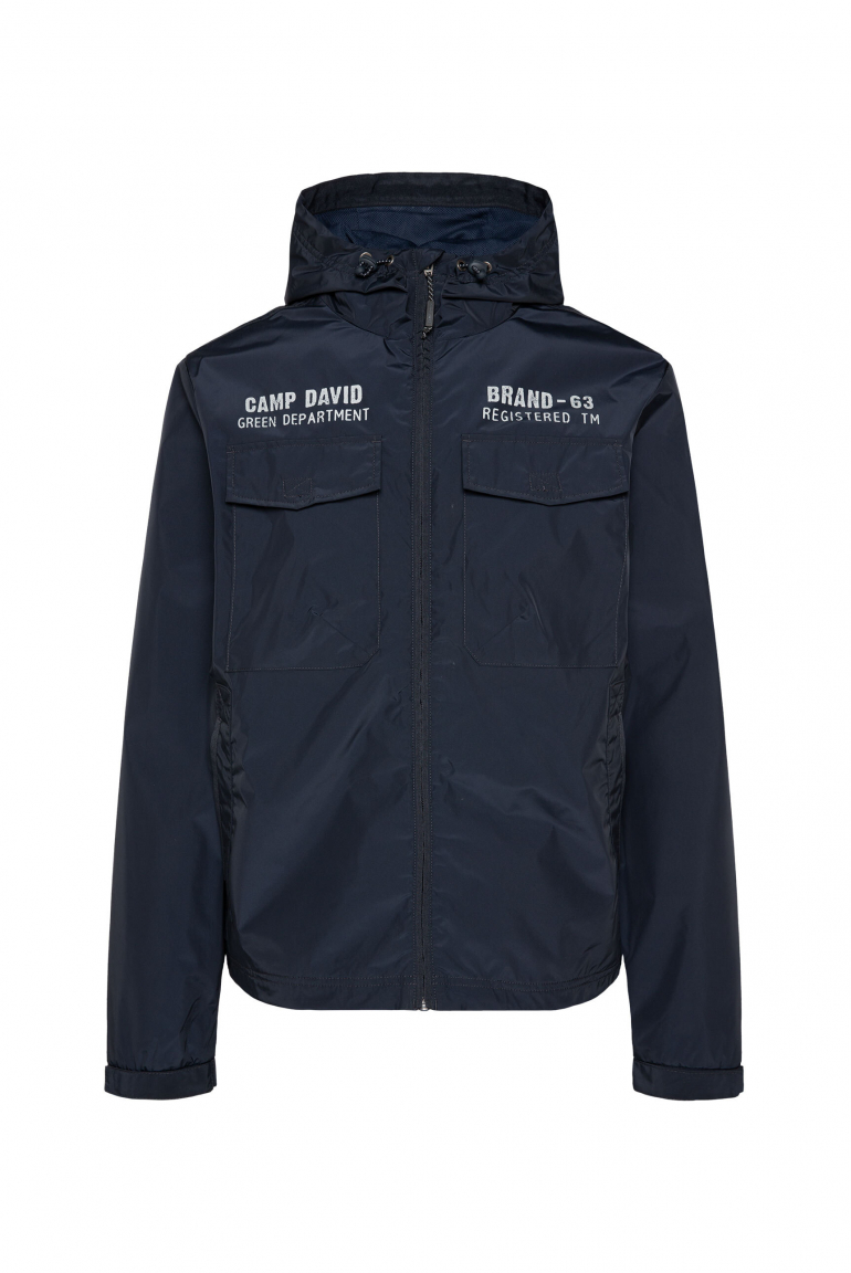 Windbreaker-Jacke mit Kapuze und Rückenprint blue navy