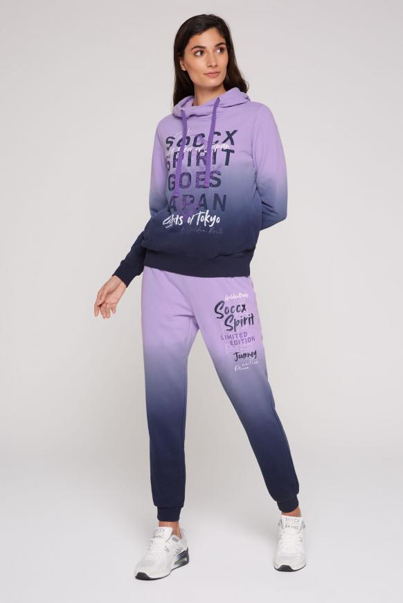 Kapuzensweatshirt Dip Dye mit Artworks