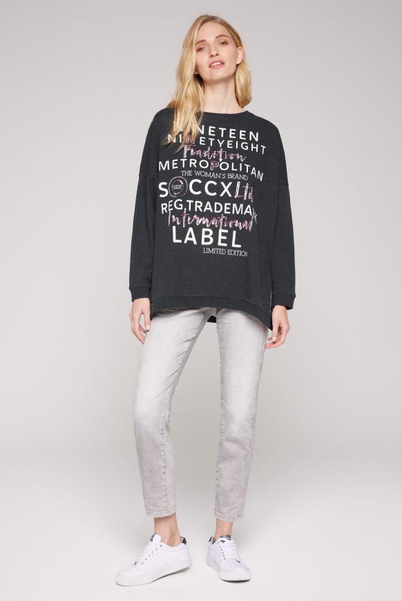 Oversized Sweatshirt mit Pailletten-Wording