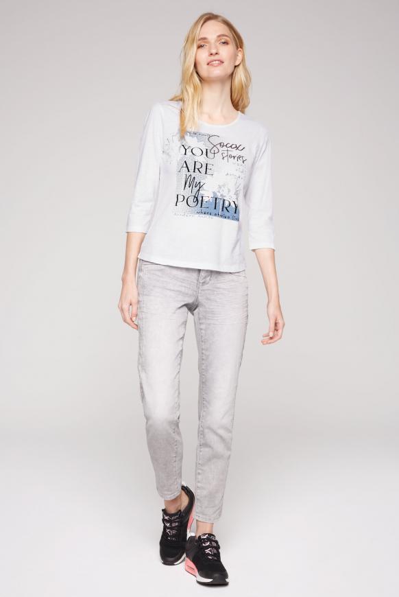 Rundhalsshirt mit Pailletten-Artwork